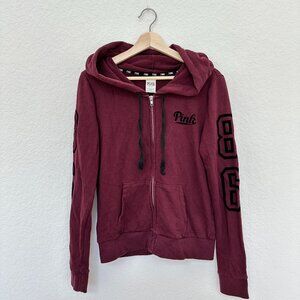 🌟 Victoria's Secret PINK Brand Burgundy Zip-Up Sweater Hoodie - Size Small 🌟